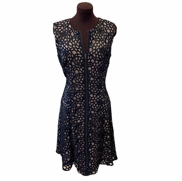 NWOT T Tahari black lace dress with tan silky lining - Picture 3 of 6